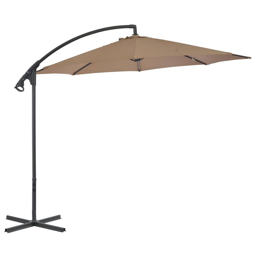 Helloshop26 - Parasol meuble de jardin en porte-à-faux avec poteau en acier 300 cm taupe - Image 1