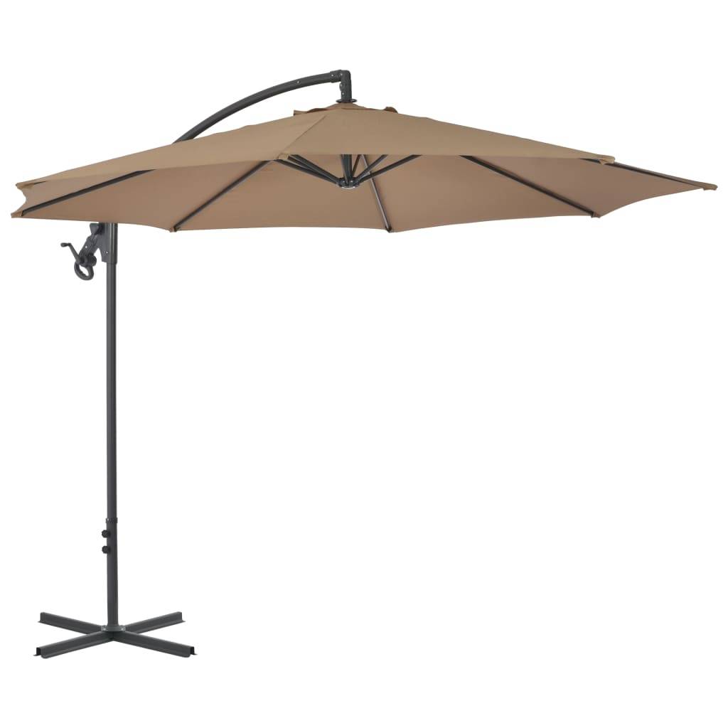 Helloshop26 - Parasol meuble de jardin en porte-à-faux avec poteau en acier 300 cm taupe - Image 2