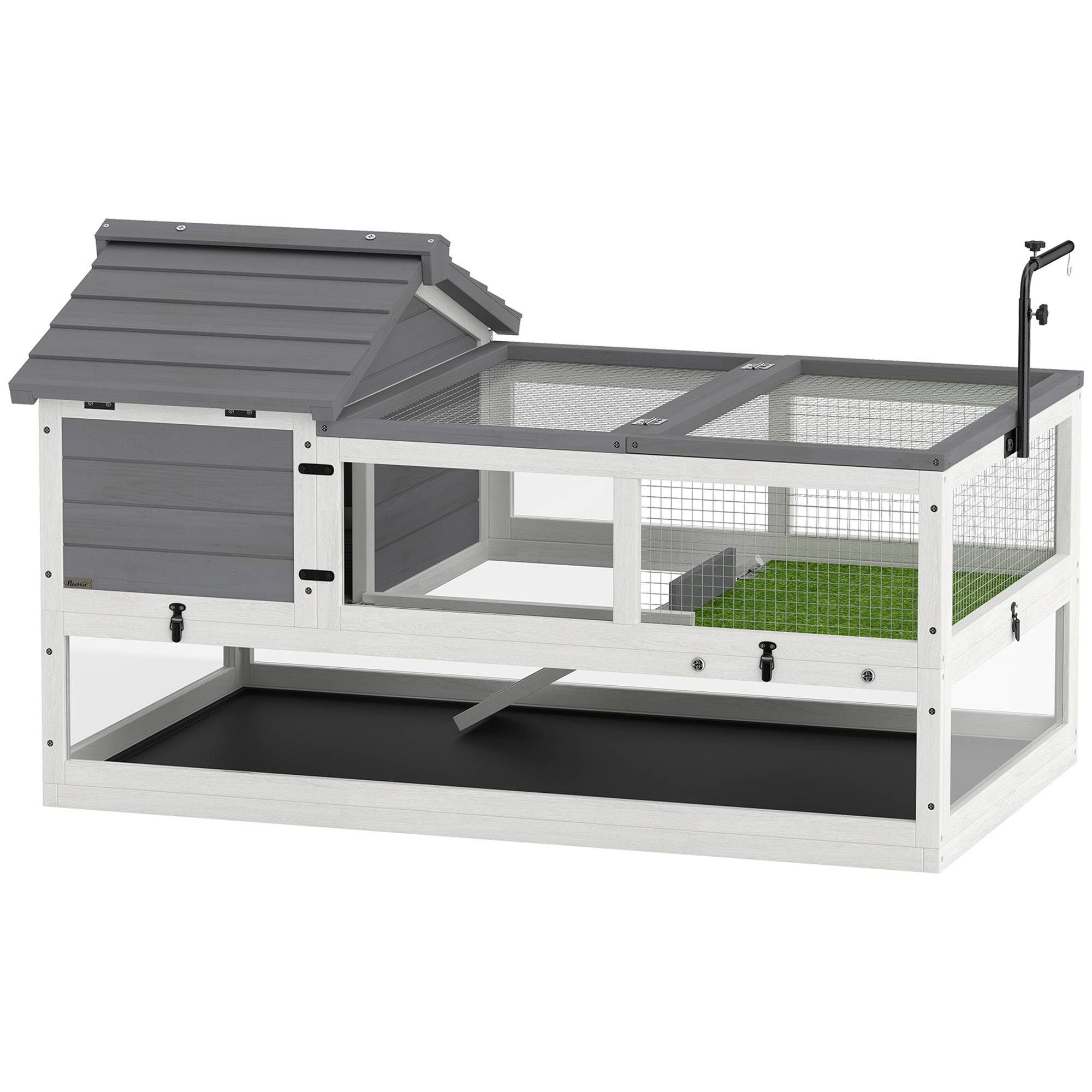 Boîtier reptile habitat transparent 30×30×20cm noir, couvercle coulissant en grillage métallique - Image 2