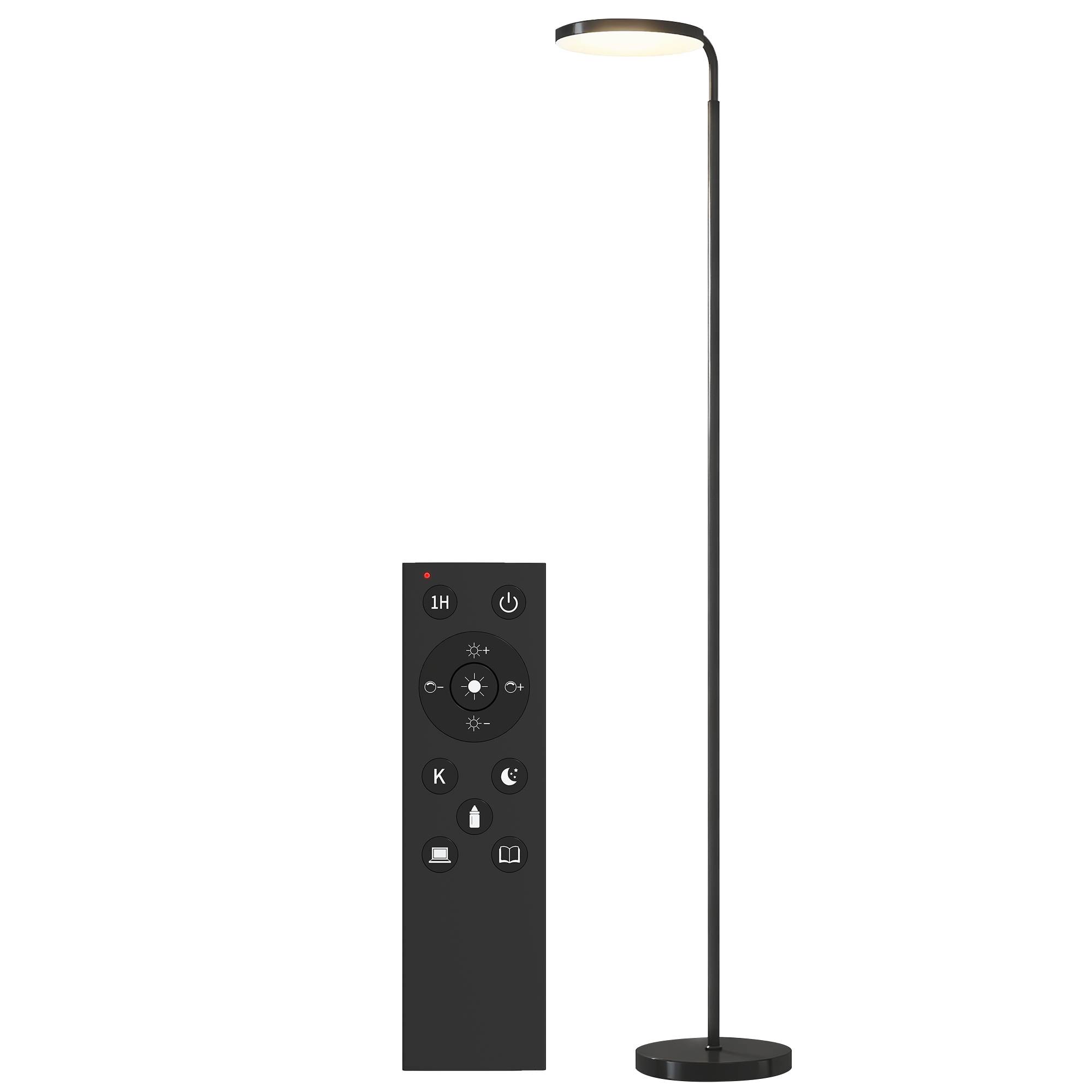 Lampadaire LED avec télécommande magnétique, orientable et flexible, en métal noir. - Image 2