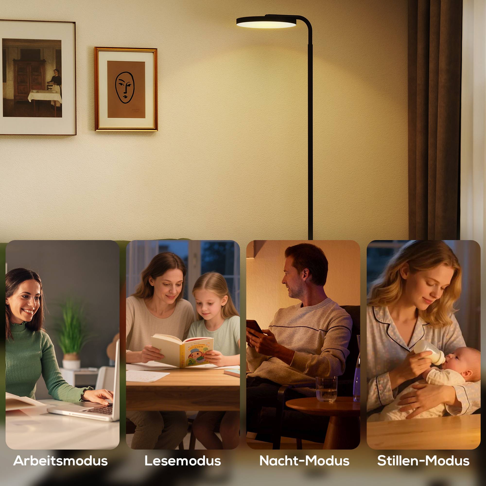 Lampadaire LED avec télécommande magnétique, orientable et flexible, en métal noir. - Image 8