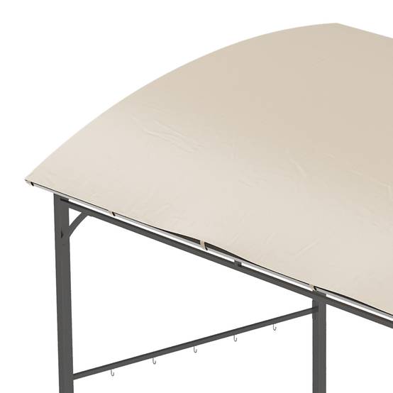 Pavillon barbecue 215x150x220 cm beige polyester et acier anti-UV avec crochets pour jardin - Image 7