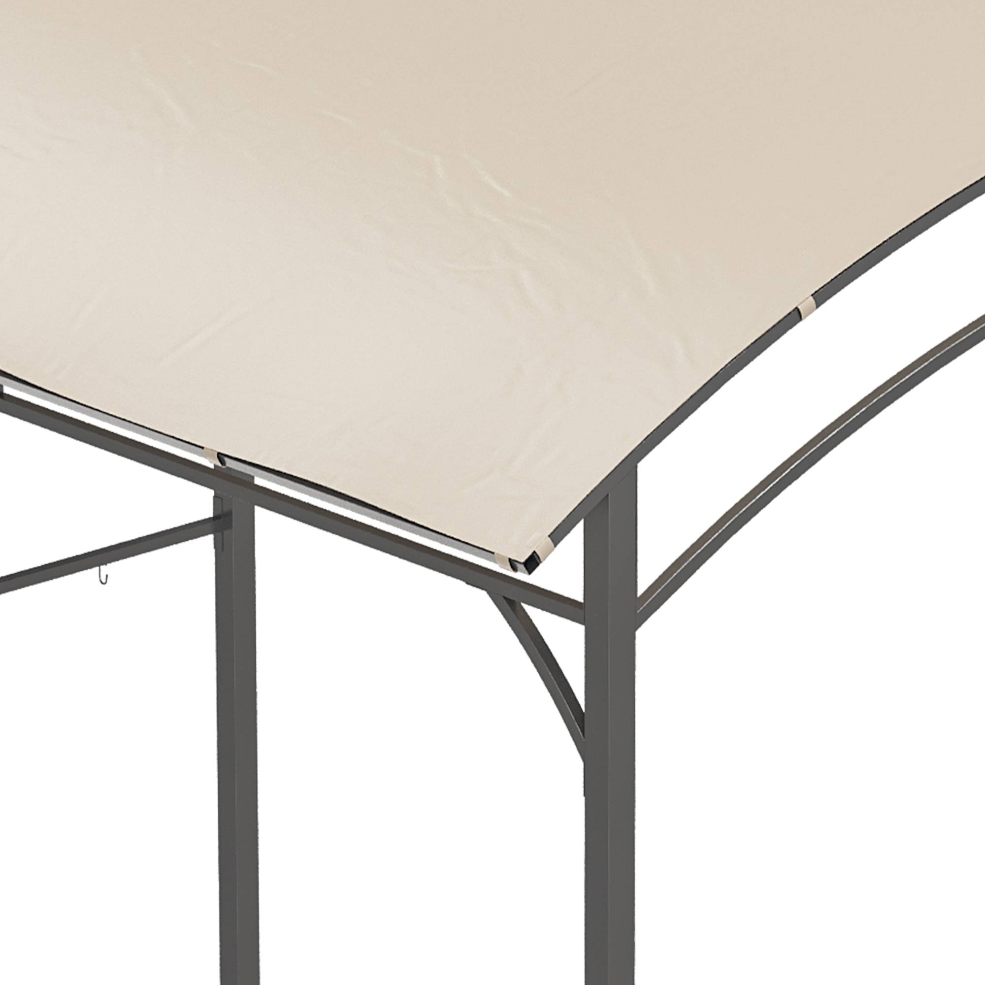 Pavillon barbecue 215x150x220 cm beige polyester et acier anti-UV avec crochets pour jardin - Image 8