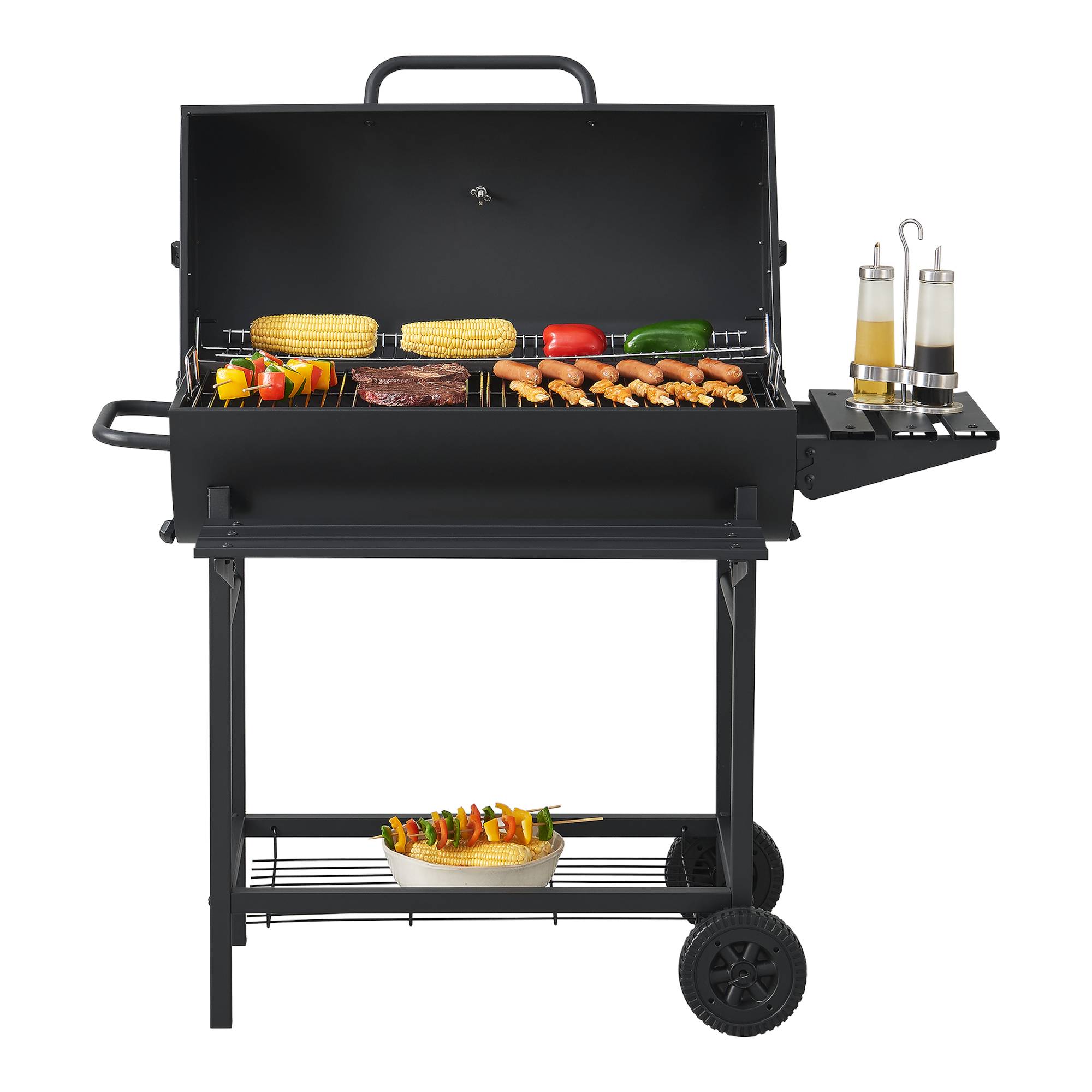 Casa.Pro - Chariot de barbecue au charbon de bois Armento 95 x 108 x 61 cm noir casa.pro - Image 1