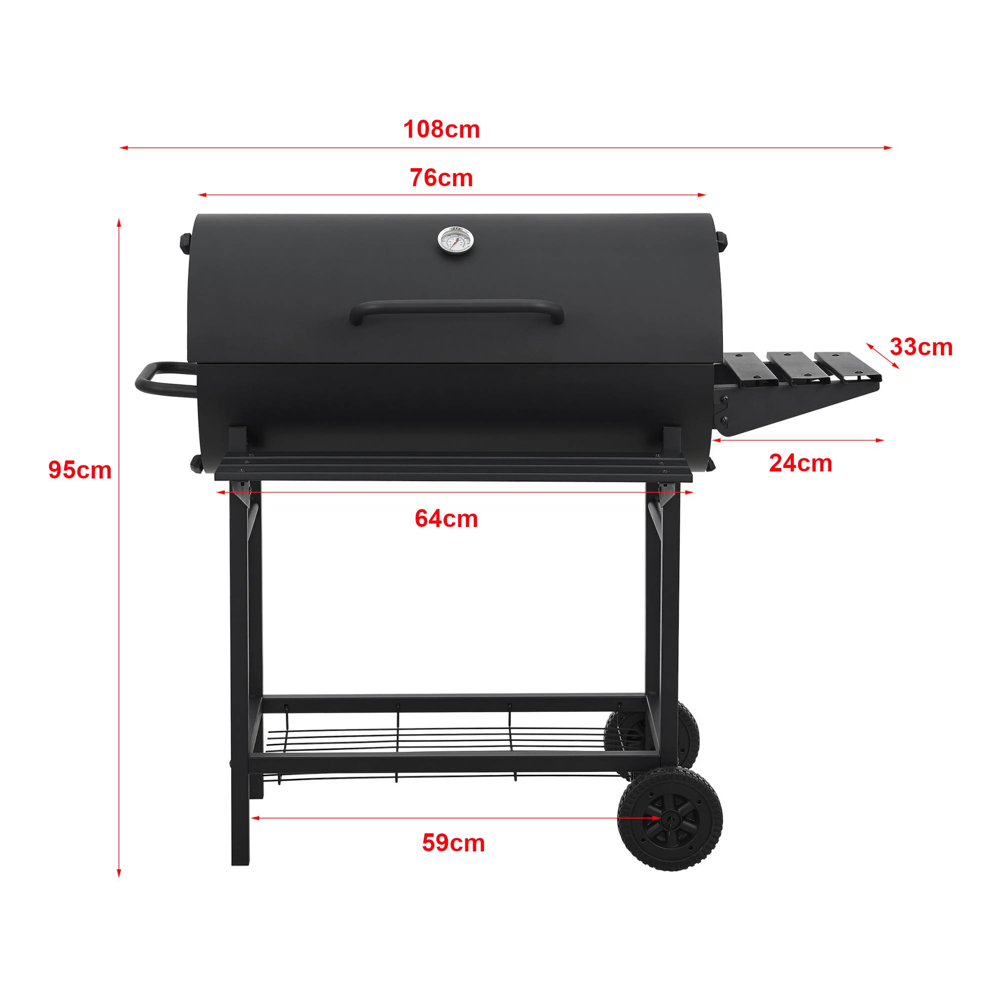 Casa.Pro - Chariot de barbecue au charbon de bois Armento 95 x 108 x 61 cm noir casa.pro - Image 4