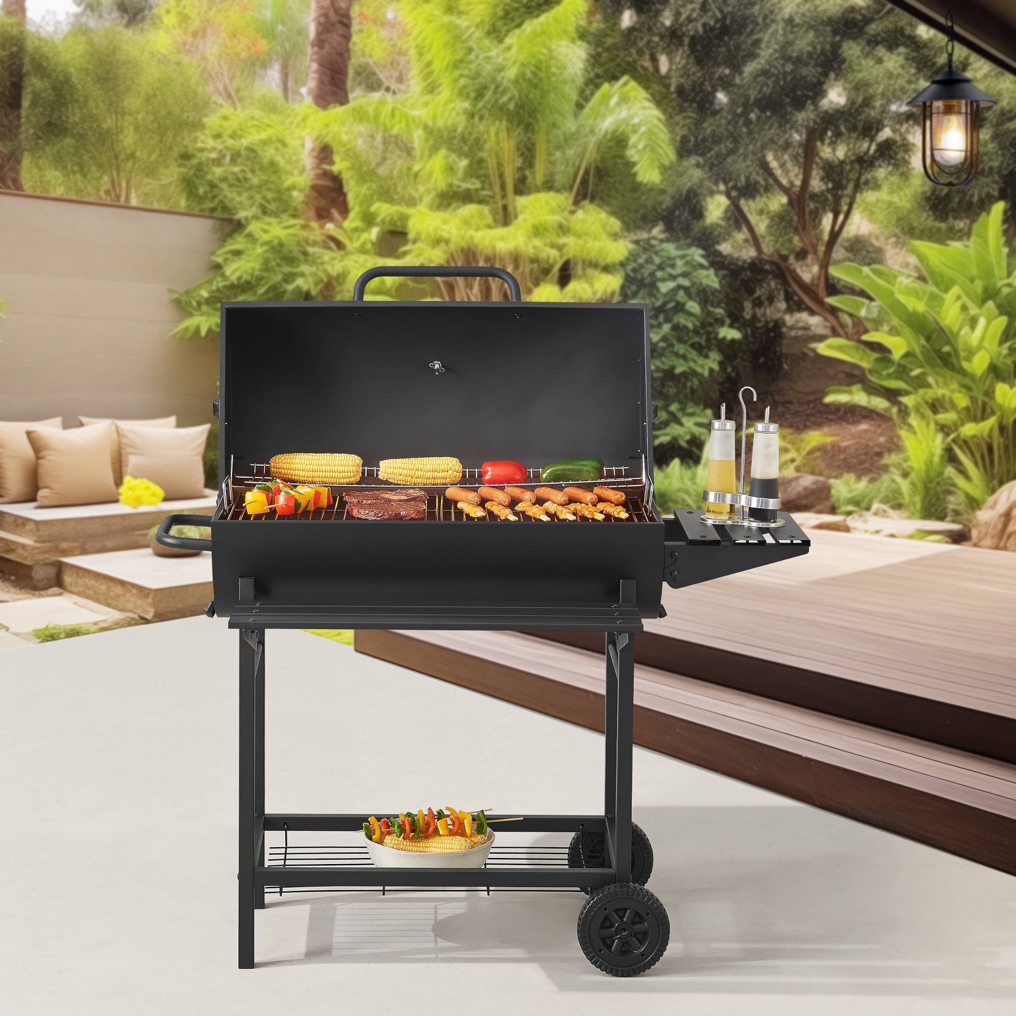 Casa.Pro - Chariot de barbecue au charbon de bois Armento 95 x 108 x 61 cm noir casa.pro - Image 2