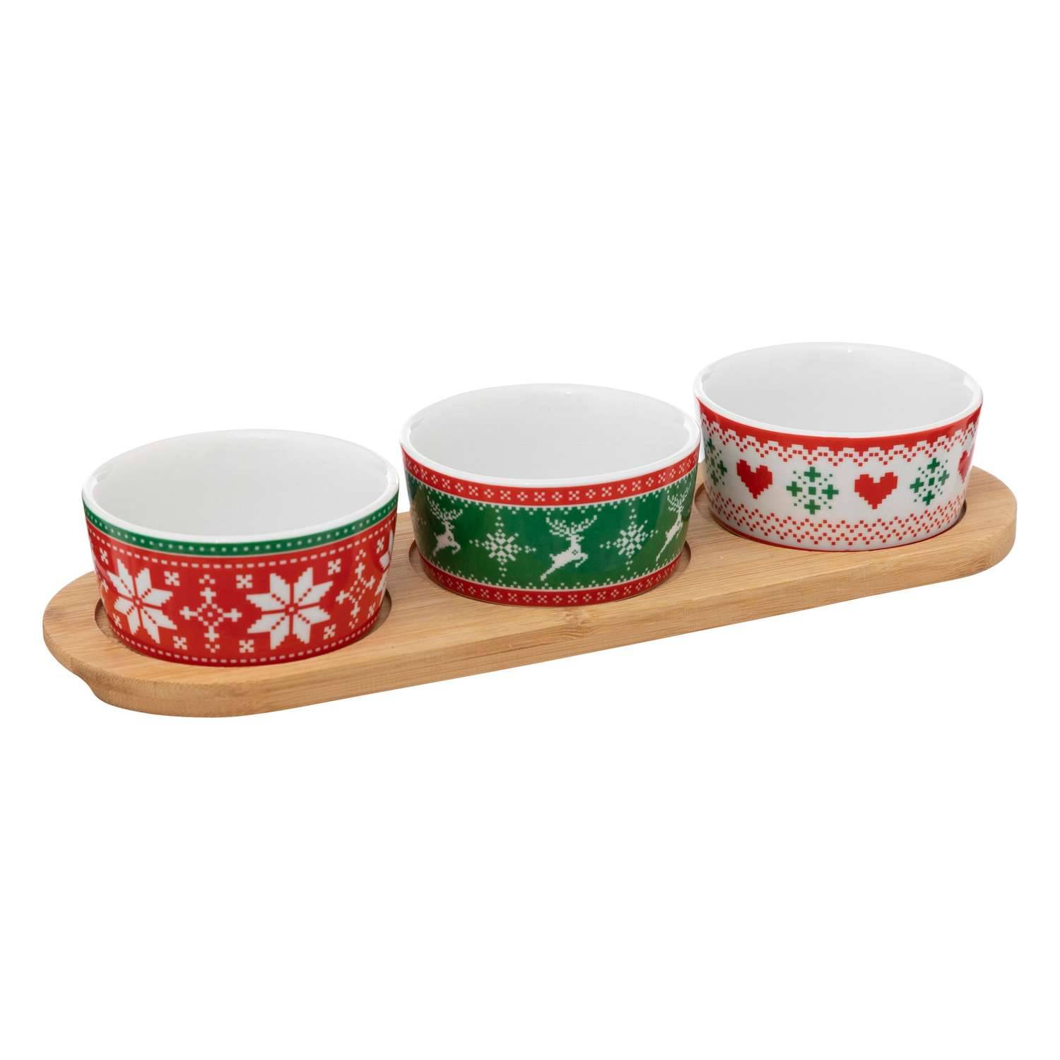 Atmosphera - Set apéritif traditionnel 3 pièces et plateau en bambou - Atmosphera - Image 1