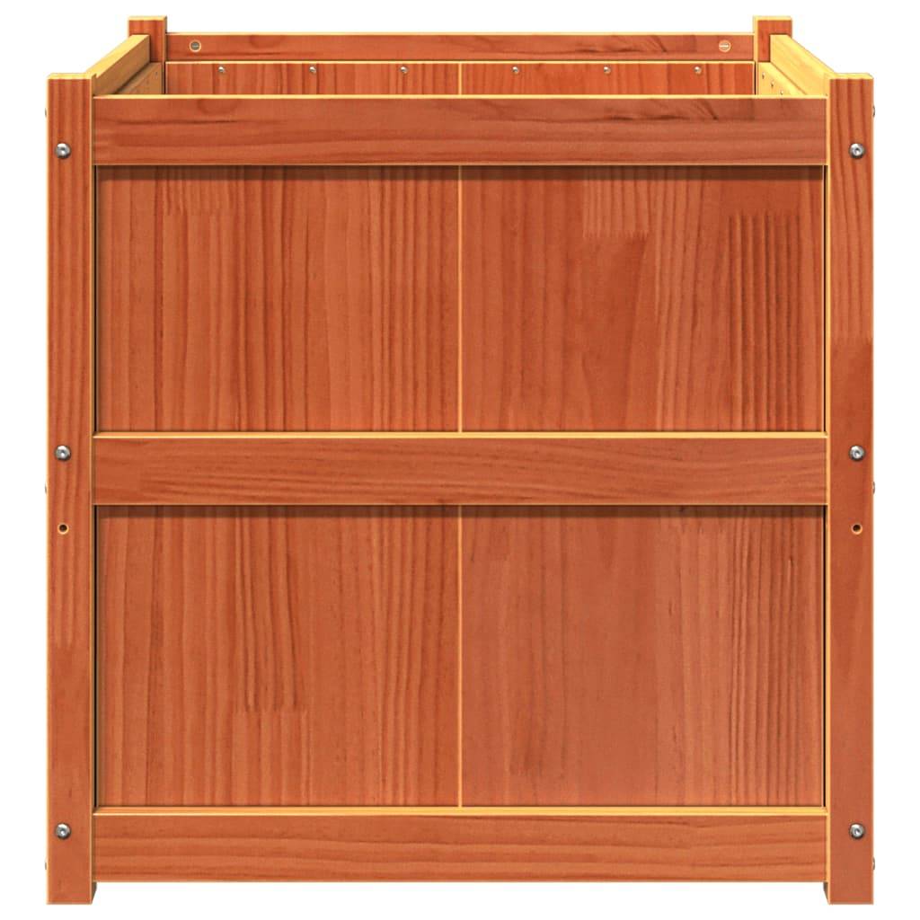 Jardinière | Pot de fleurs | Cache-pot | Bac à fleurs cire marron 70x70x70 cm bois de pin massif - Image 5