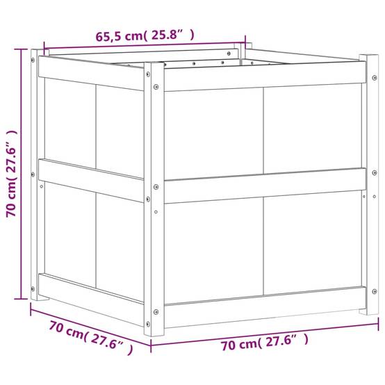 Jardinière | Pot de fleurs | Cache-pot | Bac à fleurs cire marron 70x70x70 cm bois de pin massif - Image 10