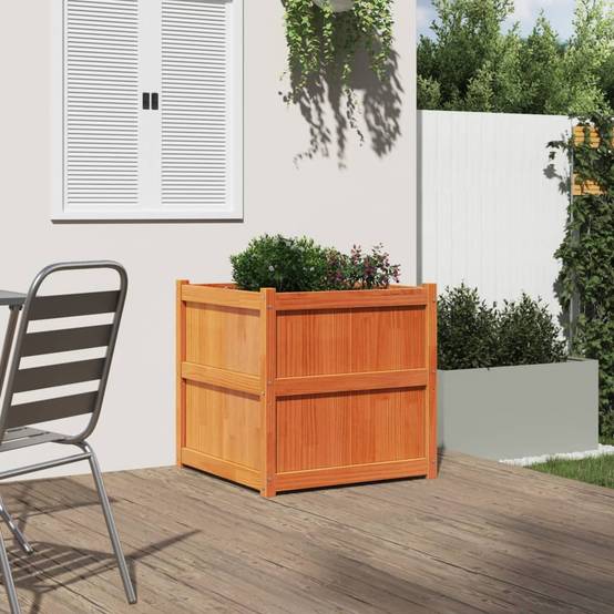 Jardinière | Pot de fleurs | Cache-pot | Bac à fleurs cire marron 70x70x70 cm bois de pin massif - Image 3