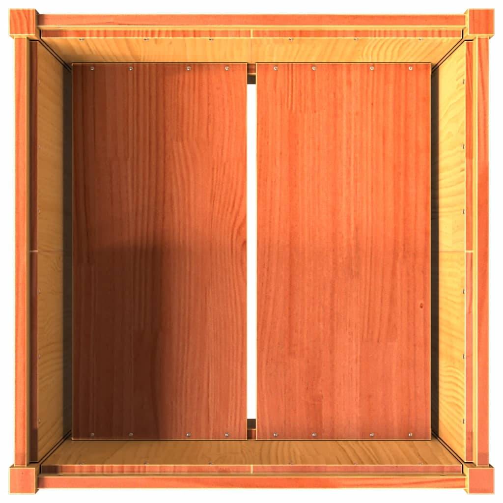 Jardinière | Pot de fleurs | Cache-pot | Bac à fleurs cire marron 70x70x70 cm bois de pin massif - Image 7