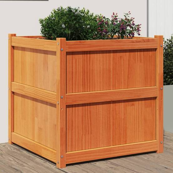 Jardinière | Pot de fleurs | Cache-pot | Bac à fleurs cire marron 70x70x70 cm bois de pin massif - Image 2