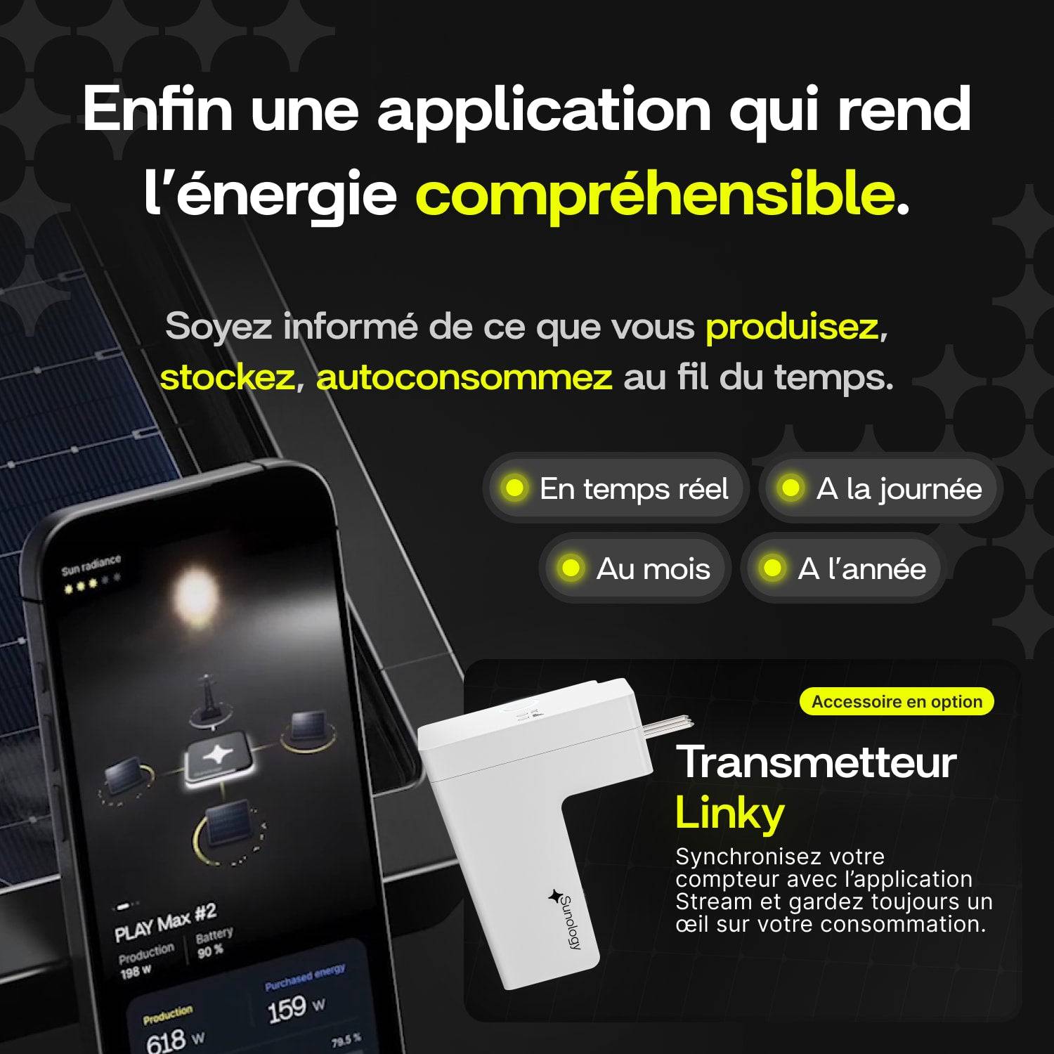 Sunology PLAY Max - Panneau solaire avec batterie (en option) 450W bifacial – Station solaire livrée assemblée – Installation au sol ou au mur - Image 5