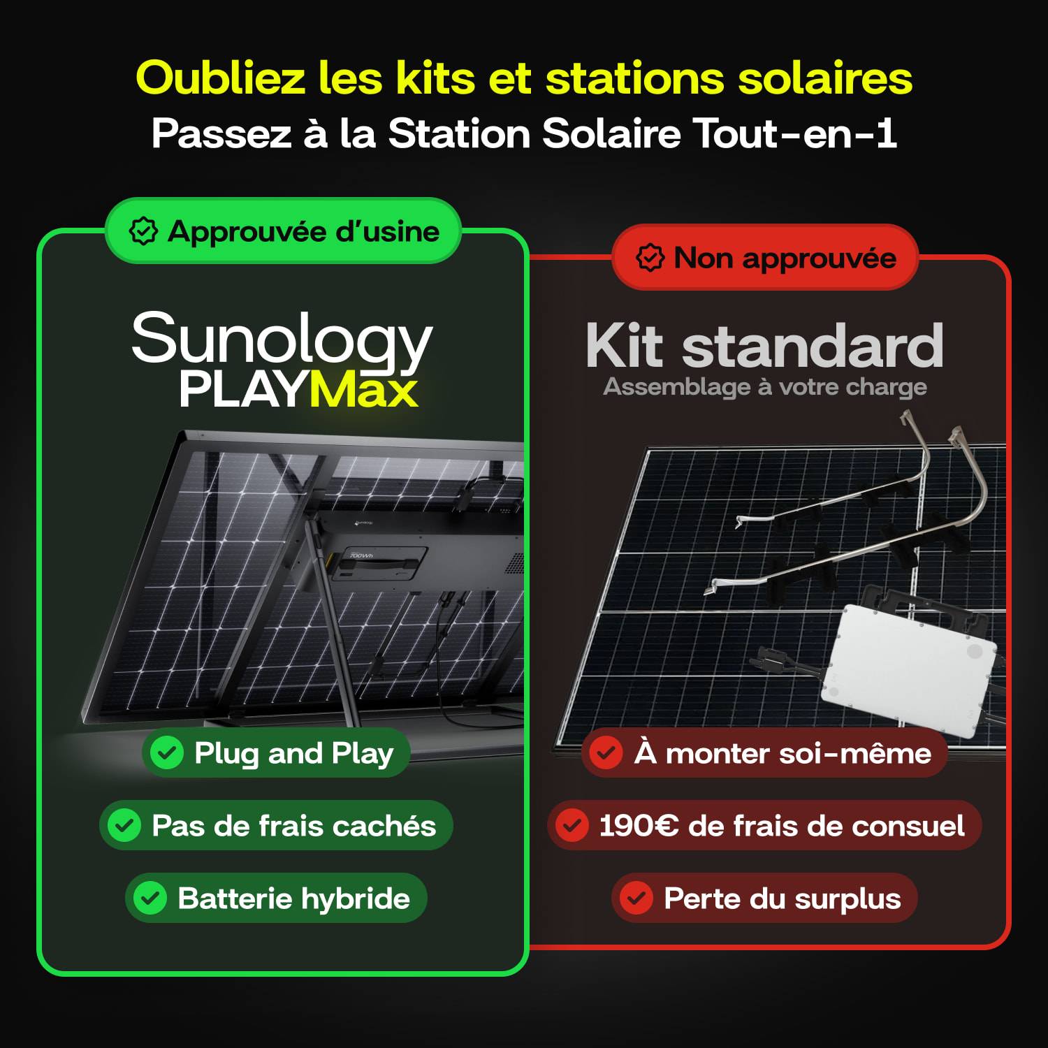 Sunology PLAY Max - Panneau solaire avec batterie (en option) 450W bifacial – Station solaire livrée assemblée – Installation au sol ou au mur - Image 9