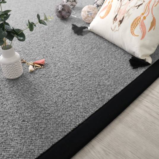 Decoweb - Tapis pure laine - Latoon gris foncé - Ganse coton noir - 160 x 230 cm - Decoweb - Image 1