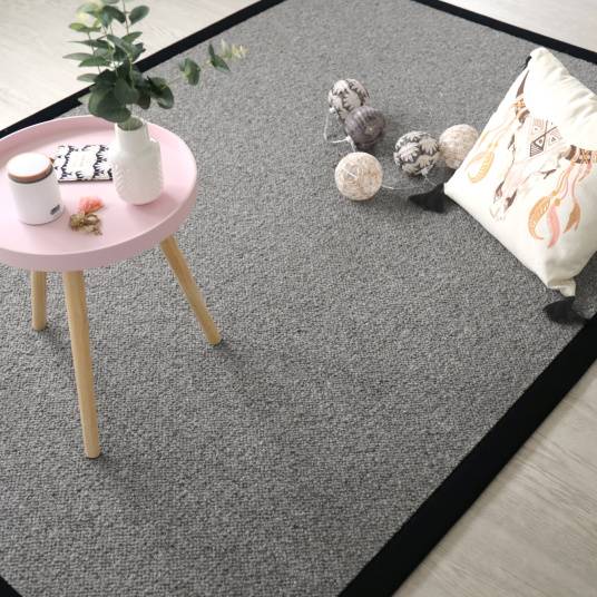 Decoweb - Tapis pure laine - Latoon gris foncé - Ganse coton noir - 160 x 230 cm - Decoweb - Image 2