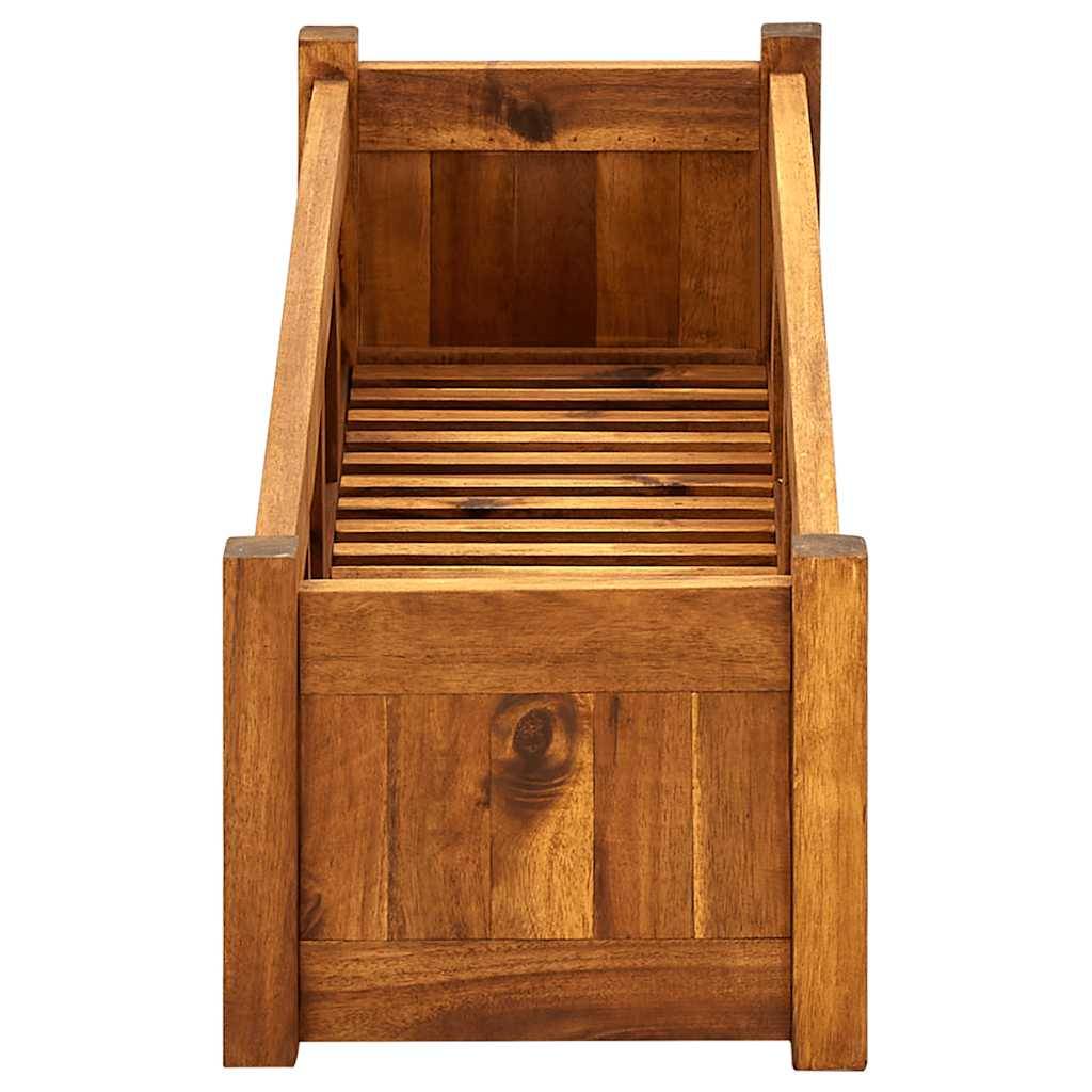 Jardinière en bois d'acacia 100cm bac à fleurs pour terrasse et balcon Brun – ComfortXL Outdoor Living - Image 5