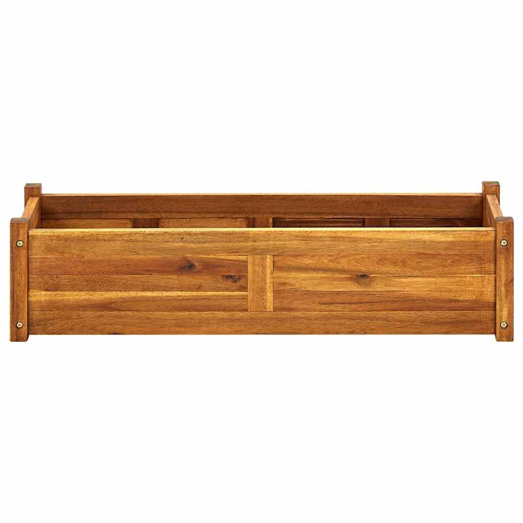 Jardinière en bois d'acacia 100cm bac à fleurs pour terrasse et balcon Brun – ComfortXL Outdoor Living - Image 4
