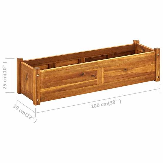 Jardinière en bois d'acacia 100cm bac à fleurs pour terrasse et balcon Brun – ComfortXL Outdoor Living - Image 8