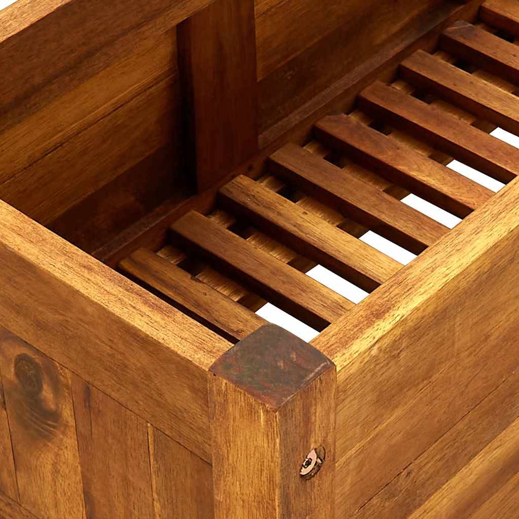 Jardinière en bois d'acacia 100cm bac à fleurs pour terrasse et balcon Brun – ComfortXL Outdoor Living - Image 7