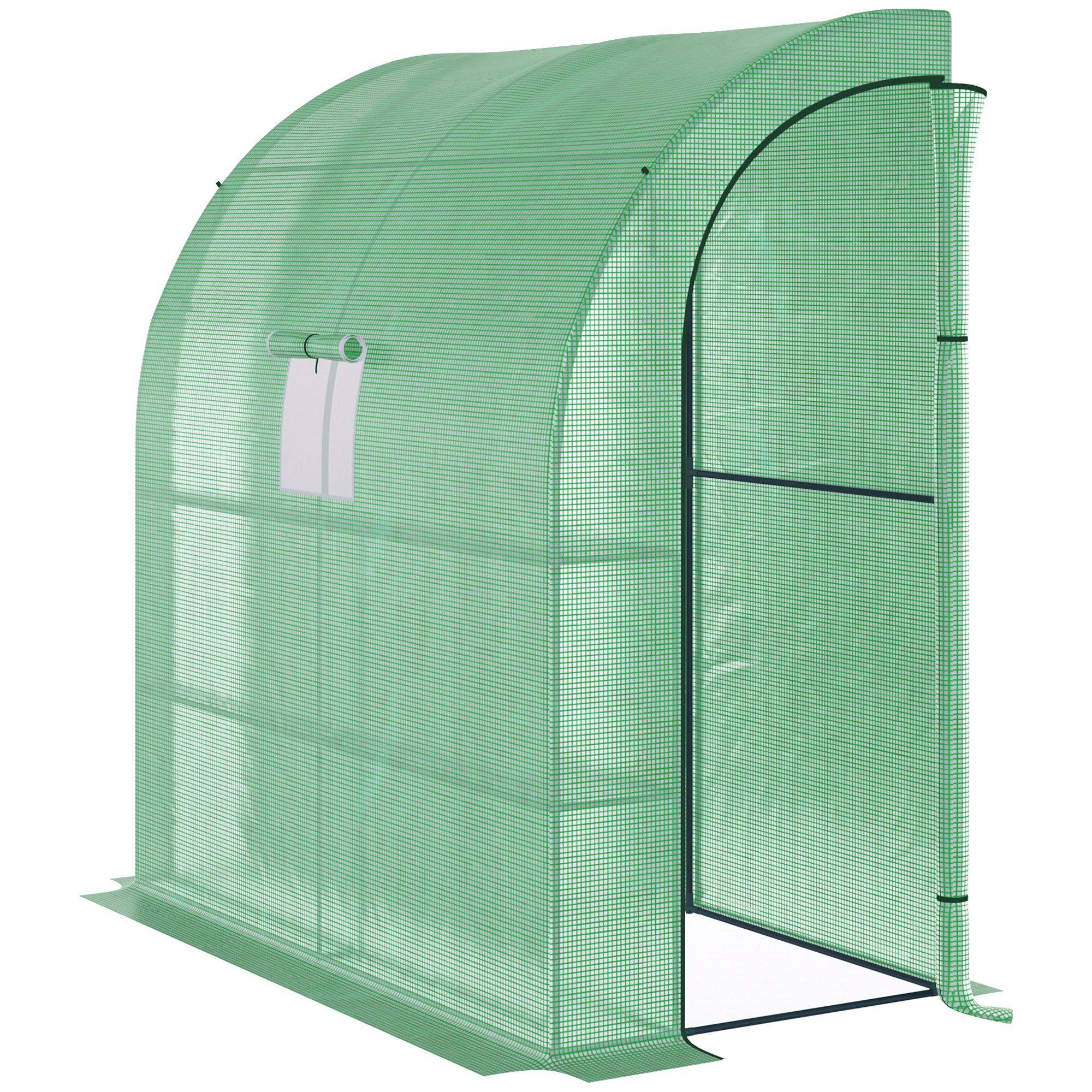 Serre adossée acier PE pour plantes et tomates protection météo 200x100x215cm vert - ComfortXL Outdoor Living - Image 2