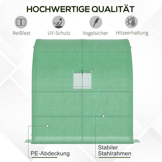 Serre adossée acier PE pour plantes et tomates protection météo 200x100x215cm vert - ComfortXL Outdoor Living - Image 6