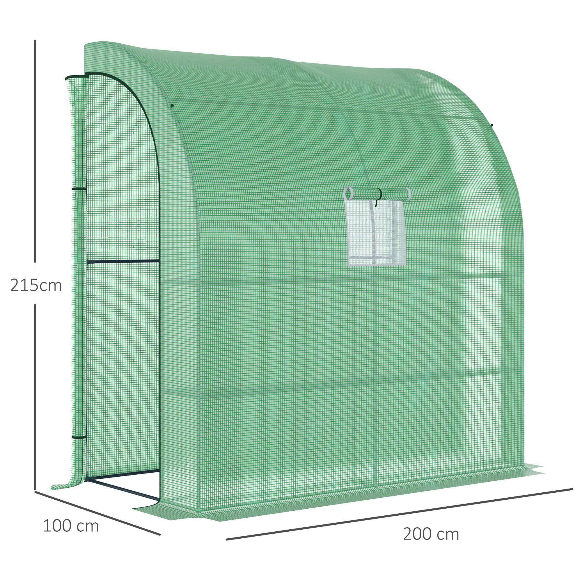Serre adossée acier PE pour plantes et tomates protection météo 200x100x215cm vert - ComfortXL Outdoor Living - Image 5