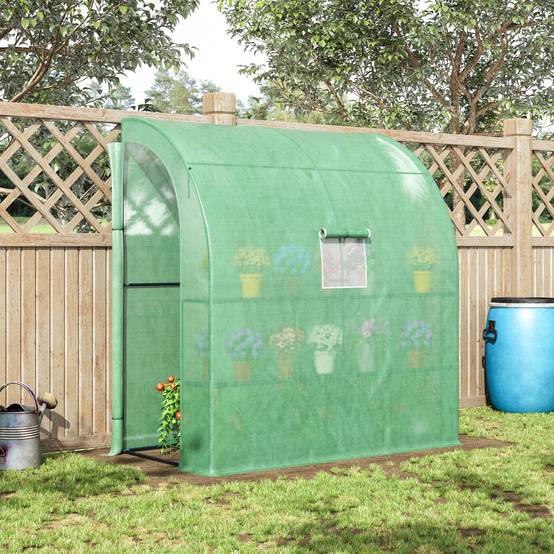 Serre adossée acier PE pour plantes et tomates protection météo 200x100x215cm vert - ComfortXL Outdoor Living - Image 4