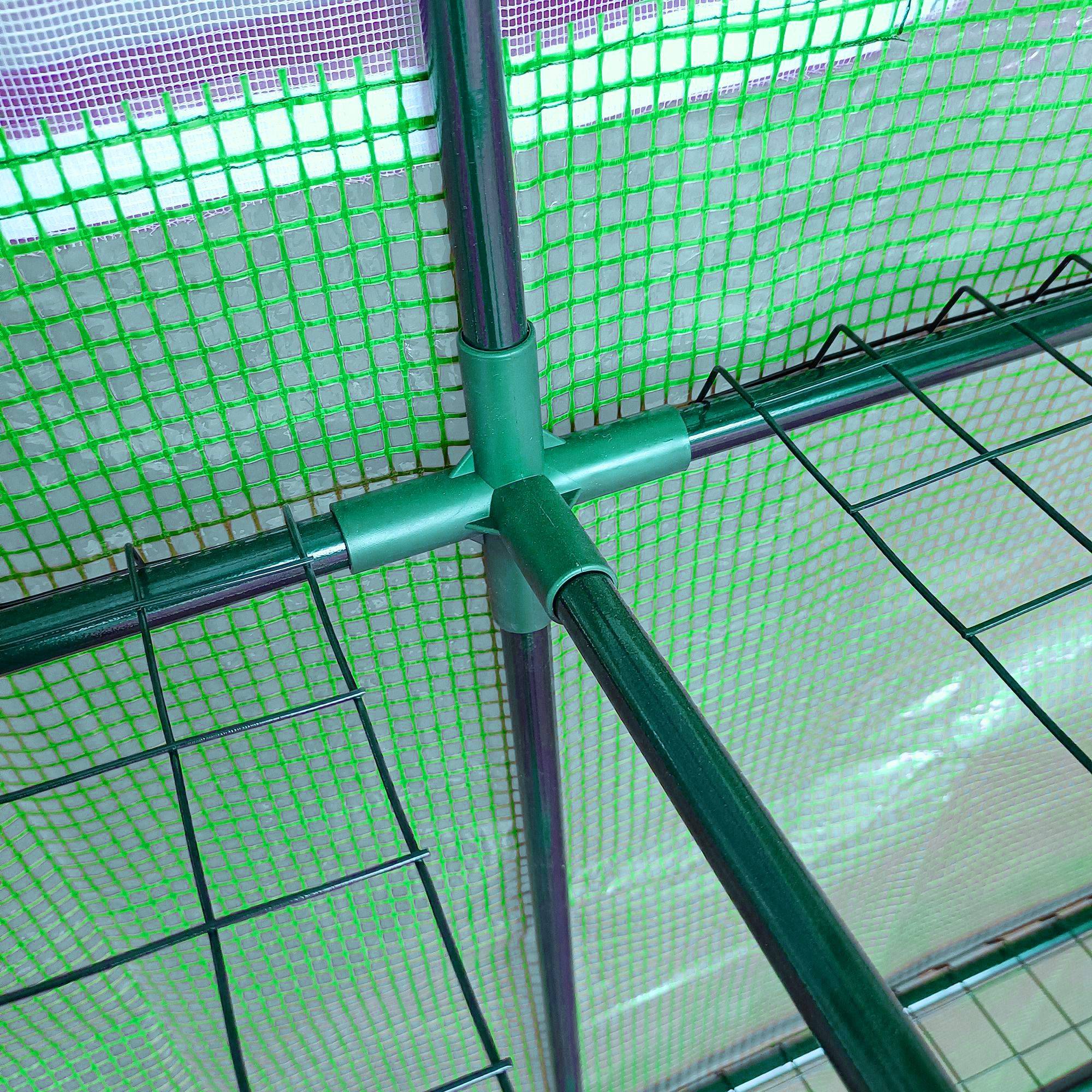 Serre adossée acier PE pour plantes et tomates protection météo 200x100x215cm vert - ComfortXL Outdoor Living - Image 10