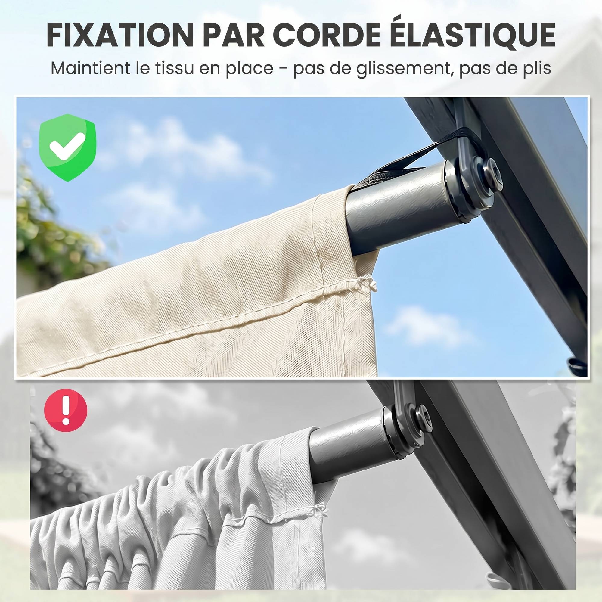 Toile de toit pour pergola tonnelle rétractable de 3 x 3 m - toile uniquement 250 x 255 cm crème - Image 9