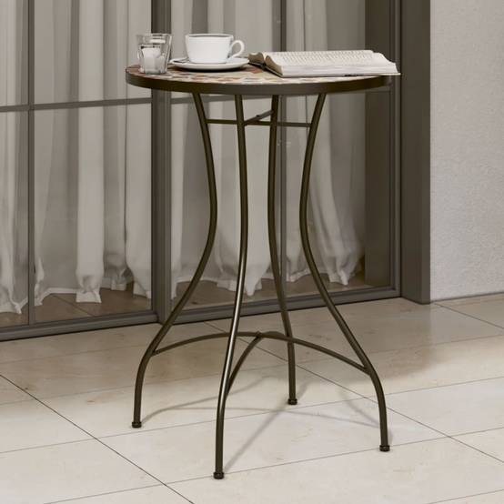 Maison Chic - Table de jardin - Table de bistro mosaïque terre cuite blanc Ø50x70 cm céramique HL911 - Image 2