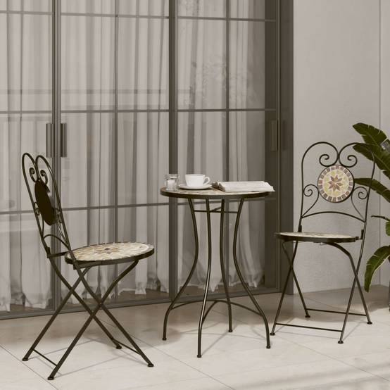 Maison Chic - Table de jardin - Table de bistro mosaïque terre cuite blanc Ø50x70 cm céramique HL911 - Image 3