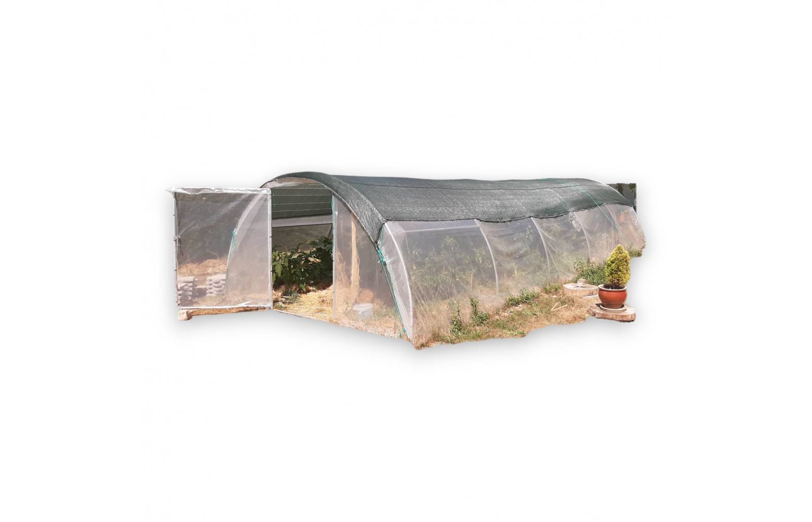 Serre tunnel de jardin - 48m² - 4 x 12 m - Abri Légumes - pieds arrondis - polyéthylène haute densité - 2 portes pivotantes - LES SERRES TONNEAU - Image 1