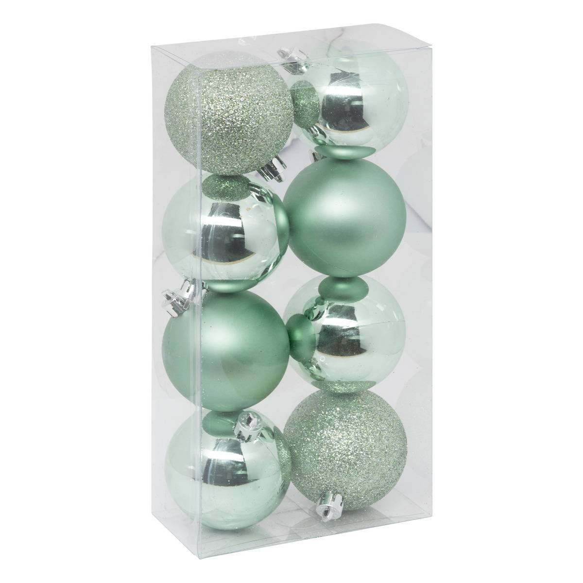 Fééric Lights & Christmas - Boule de Noël plastique 70mm x8 vert amande - Atmosphera Créateur d'intérieur - Image 1