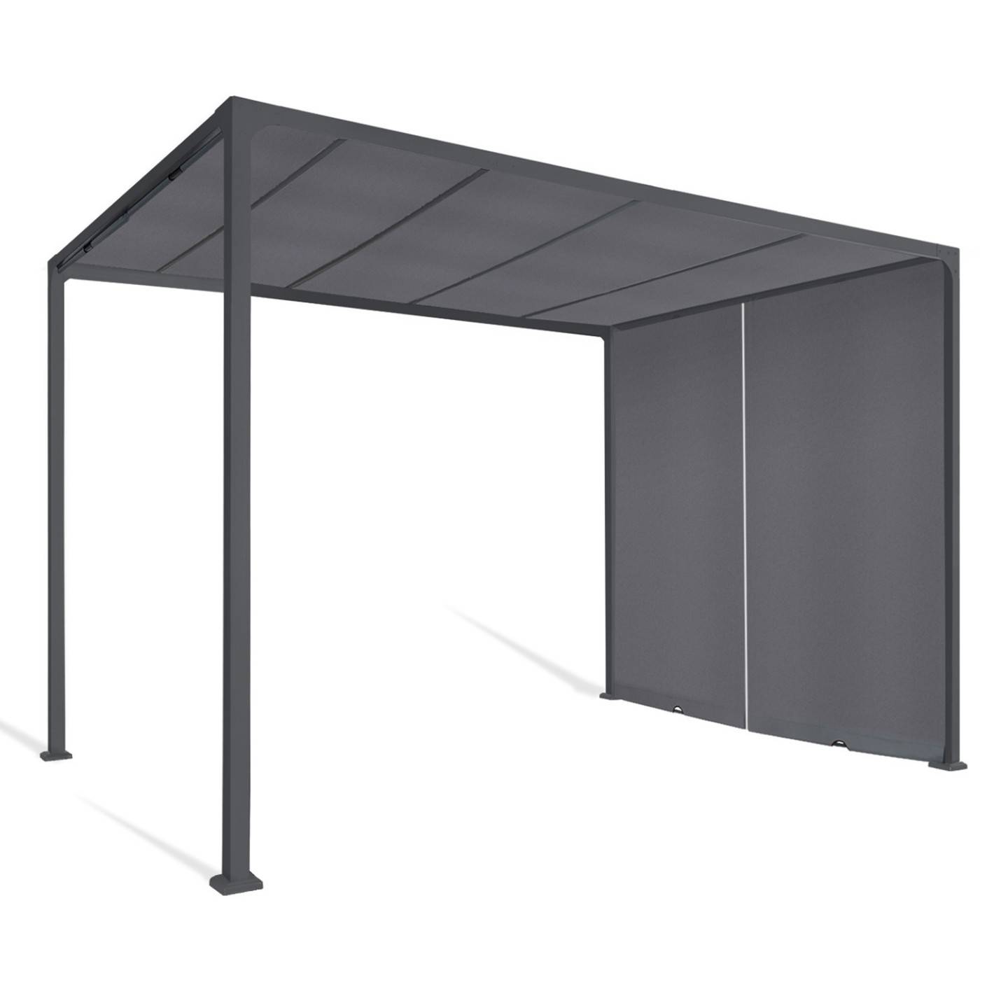 Pergola coulissante 2 pans 3x3 M belvédère de jardin toile gris anthracite - Image 4