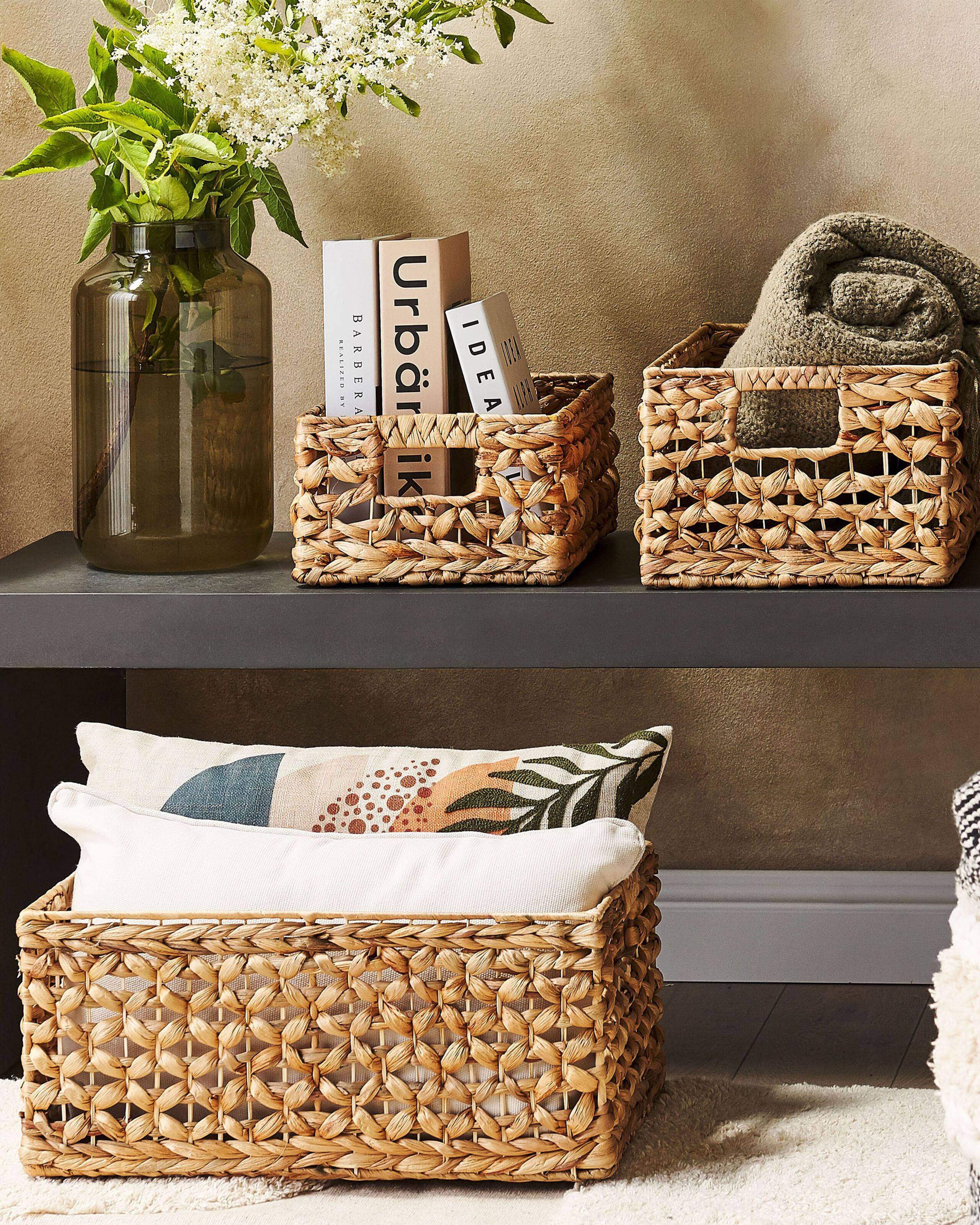 Beliani - Paniers Naturels en Jacinthe d'Eau avec Poignées Tissés Lot de 3 Accessoires de Maison Style Boho - Image 2