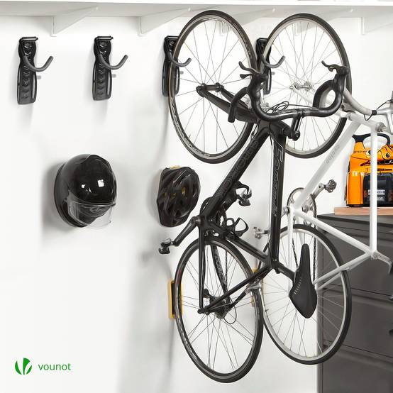 Lot de 4 supports de vélo mural - Crochet de mur - Rangement suspendu en acier pour garage maison - Noir - VOUNOT® - Image 2