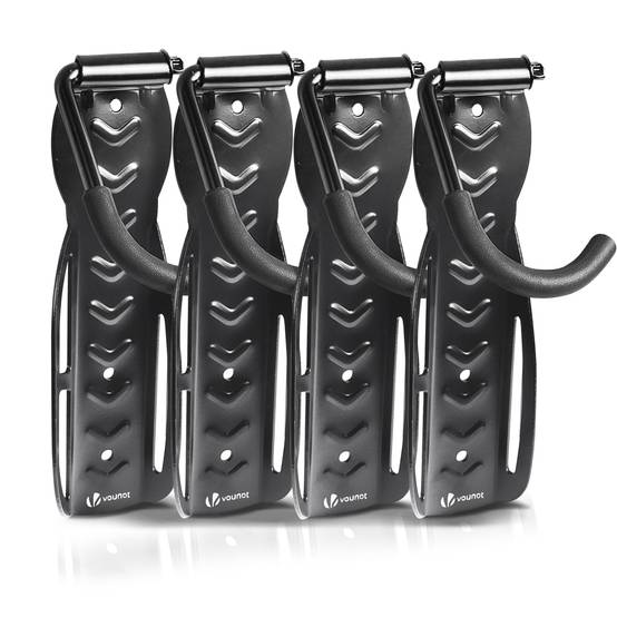 Lot de 4 supports de vélo mural - Crochet de mur - Rangement suspendu en acier pour garage maison - Noir - VOUNOT® - Image 1