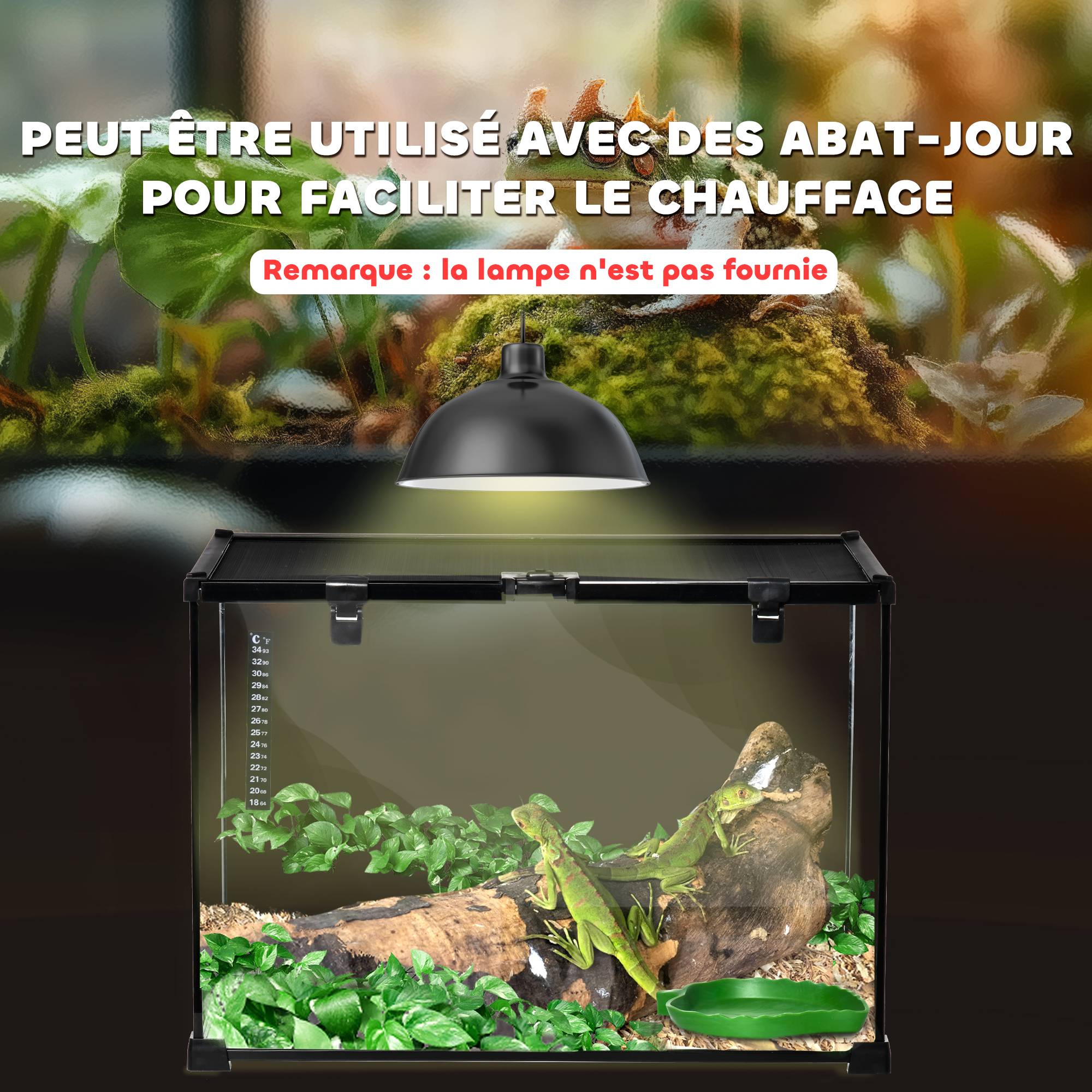 Sans Marque - Boîte à reptiles boîte d'élevage de reptiles habitat de terrarium couvercle coulissant treillis métallique thermomètre - Image 10