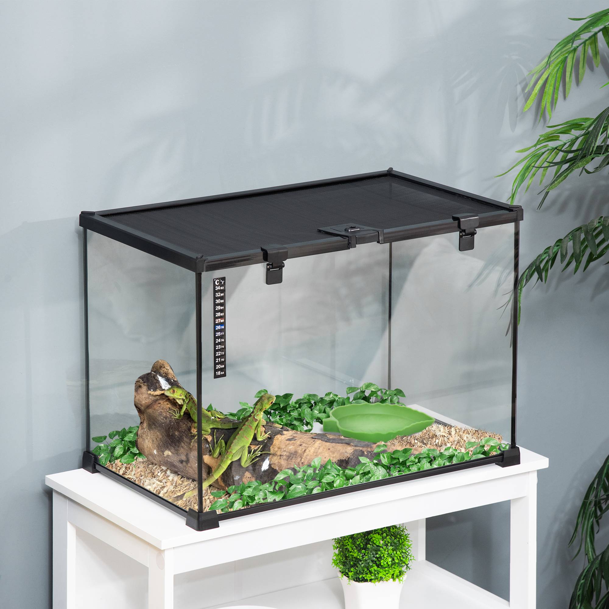 Sans Marque - Boîte à reptiles boîte d'élevage de reptiles habitat de terrarium couvercle coulissant treillis métallique thermomètre - Image 4