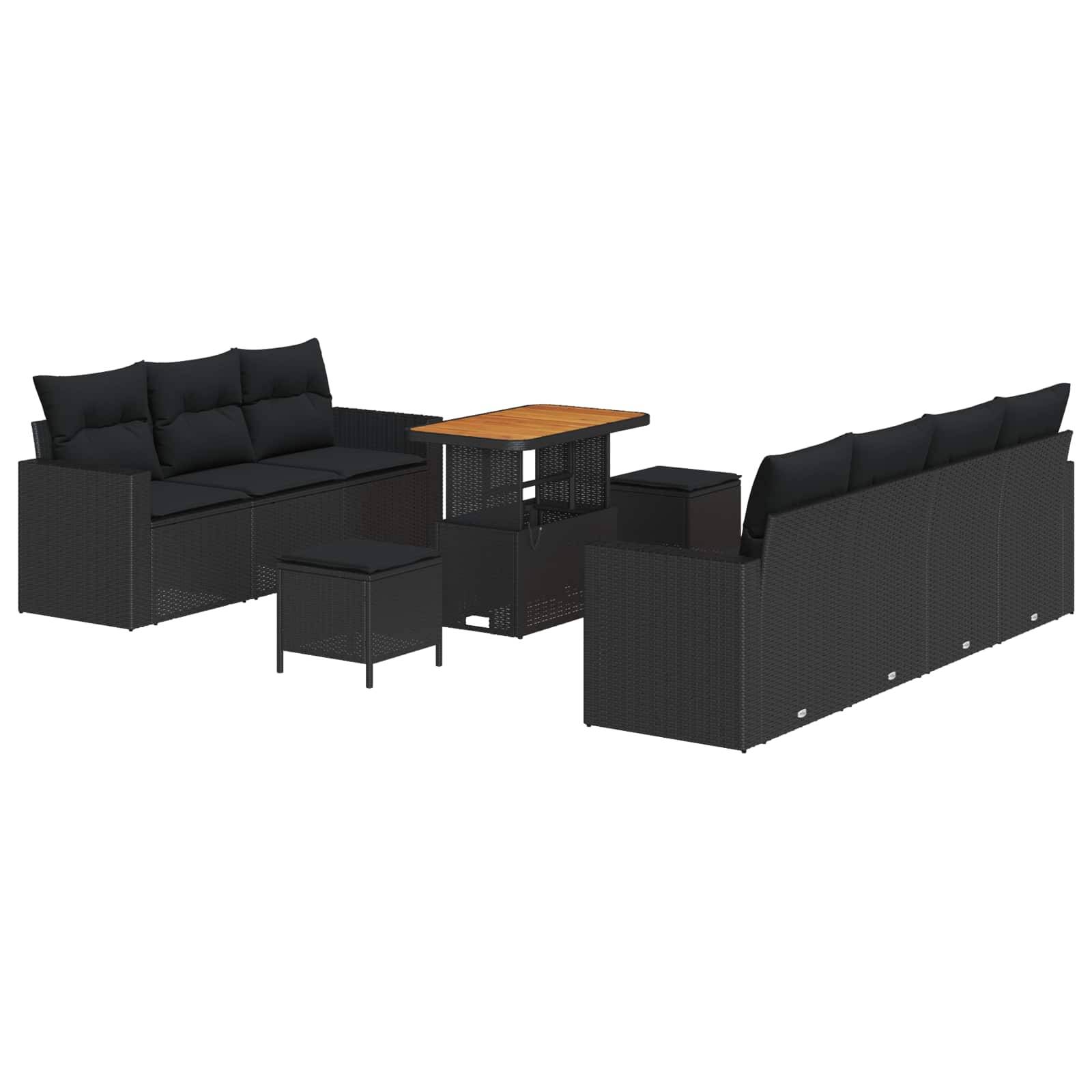 ComfortXL - Grand Salon de Jardin Poly Rotin Design Moderne Table Haute et Rangement Été 10 Pièces Noir – ComfortXL Outdoor Living - Image 1
