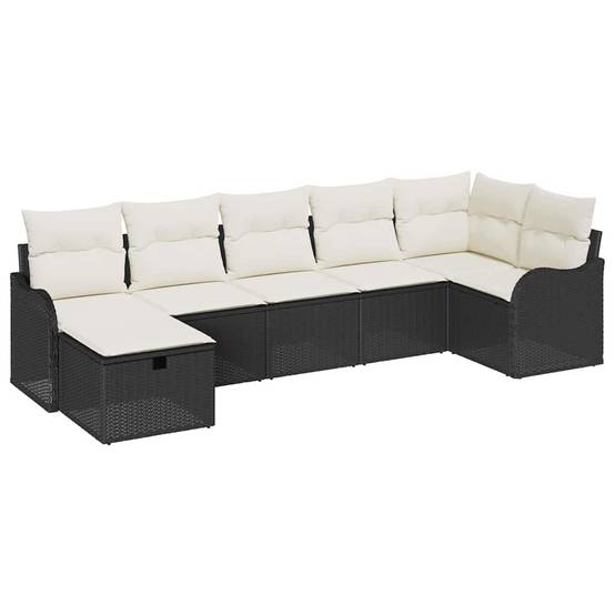 Ensemble Canapés Jardin 7 pcs Polyrotin Luxueux avec Fauteuils Larges et Rangement Grande Terrasse Noir – ComfortXL Outdoor Living - Image 2