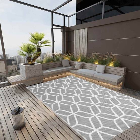 ComfortXL - Tapis de Jardin Tissé en PP Décoratif pour Salon de Jardin Gris 140x200 cm – ComfortXL Outdoor Living - Image 1