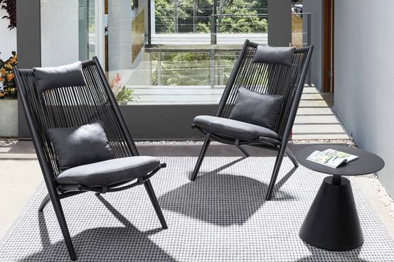 Autre - Chiliennes de jardin lounge design en métal (lot de 2) - BELLE ILE - Image 3