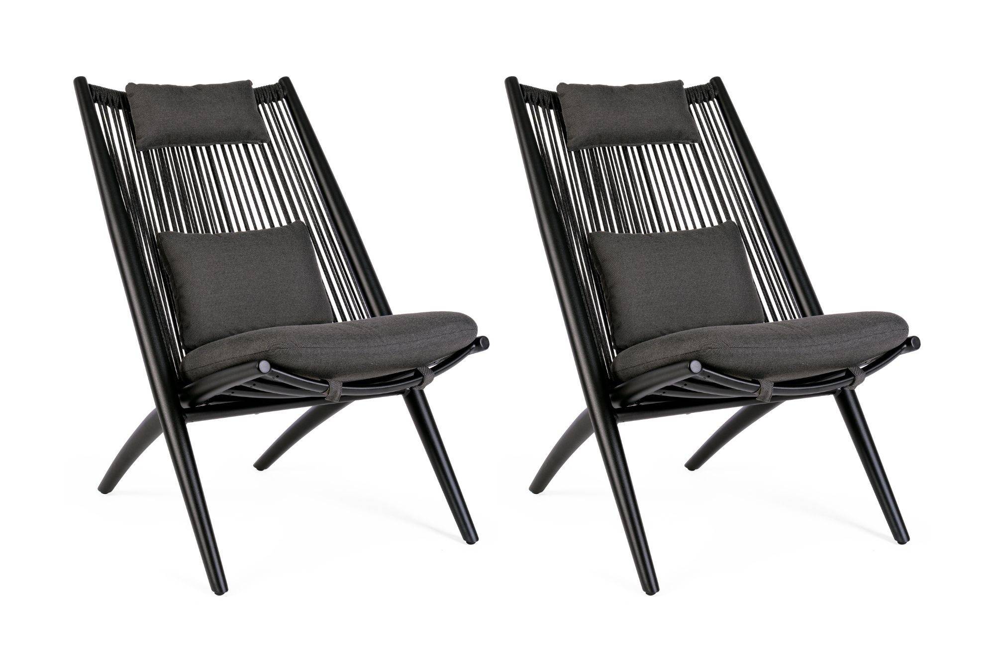 Autre - Chiliennes de jardin lounge design en métal (lot de 2) - BELLE ILE - Image 1
