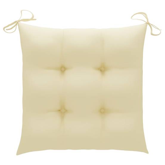 Lot de 4 Chaises de jardin et coussins - Chaises d'extérieur - Fauteuils de jardin blanc crème Teck massif-JU12620 - Image 6