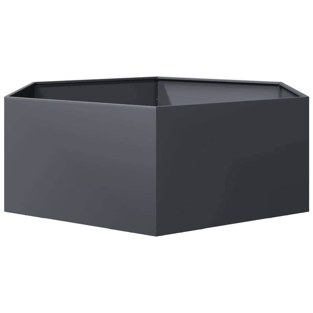 Jardinière - Bac à fleurs - Pot de fleurs anthracite hexagone 138x120x45 cm acier - Image 4