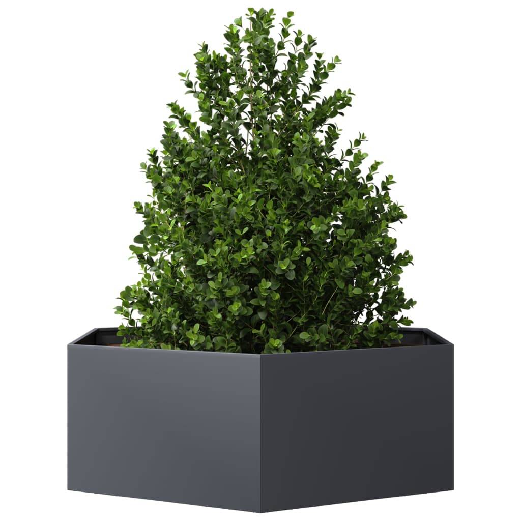 Jardinière - Bac à fleurs - Pot de fleurs anthracite hexagone 138x120x45 cm acier - Image 3