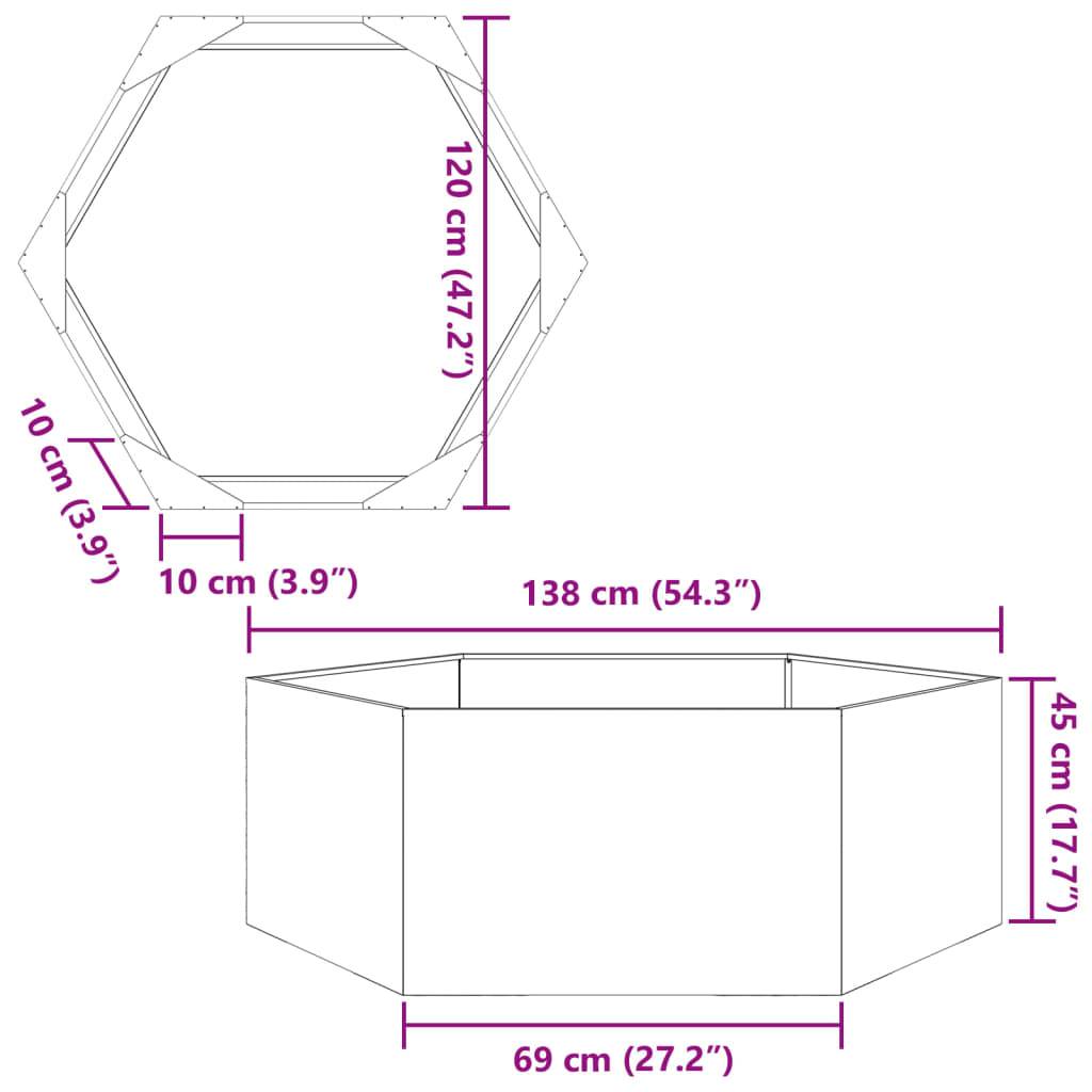 Jardinière - Bac à fleurs - Pot de fleurs anthracite hexagone 138x120x45 cm acier - Image 9