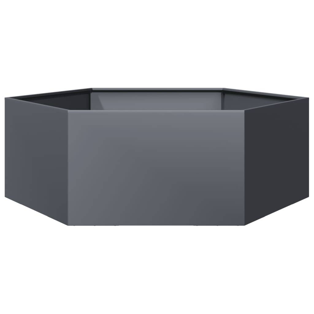 Jardinière - Bac à fleurs - Pot de fleurs anthracite hexagone 138x120x45 cm acier - Image 1